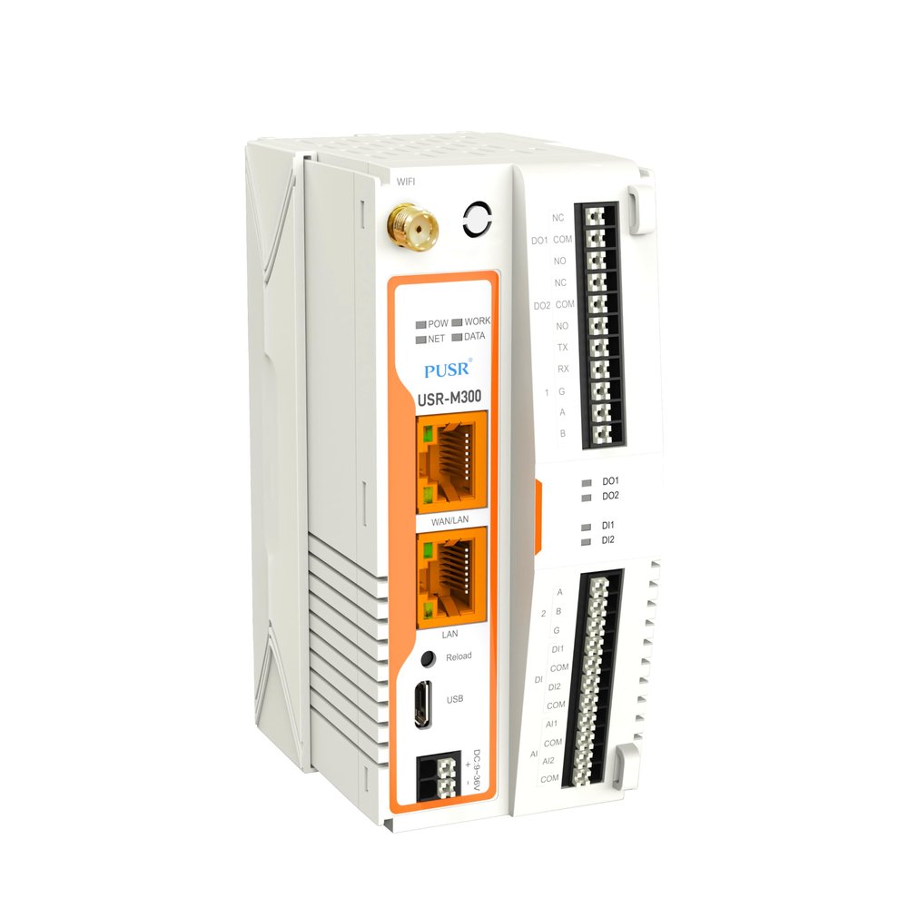 PUSR High Performance Edge Computing Industrial IoT Gateway Protocol Conversion NodeRED Development Gateway Expander IO USR-M300-EW(WiFi+Ethernet Version)
