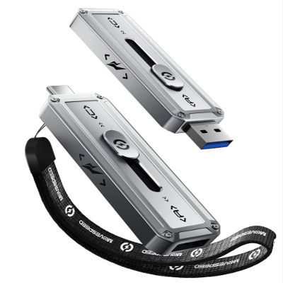 MOVE SPEED 2TB USB Drive, 2100MB/s TLC Reliable Transfer Portable SSD with USB 3.2 Gen2x2 + Type C, Cool USB Drive for Phone/Windows/Mac (SP20)