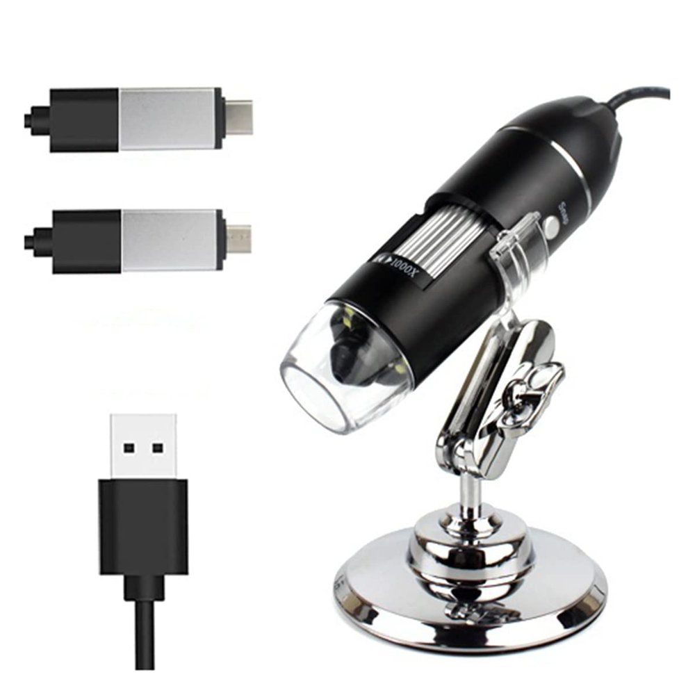 Microscope 1600X Digital Electronic Microscope Camera, 8 LED Magnifier Adjustable Magnification(with Adapter,1600X)