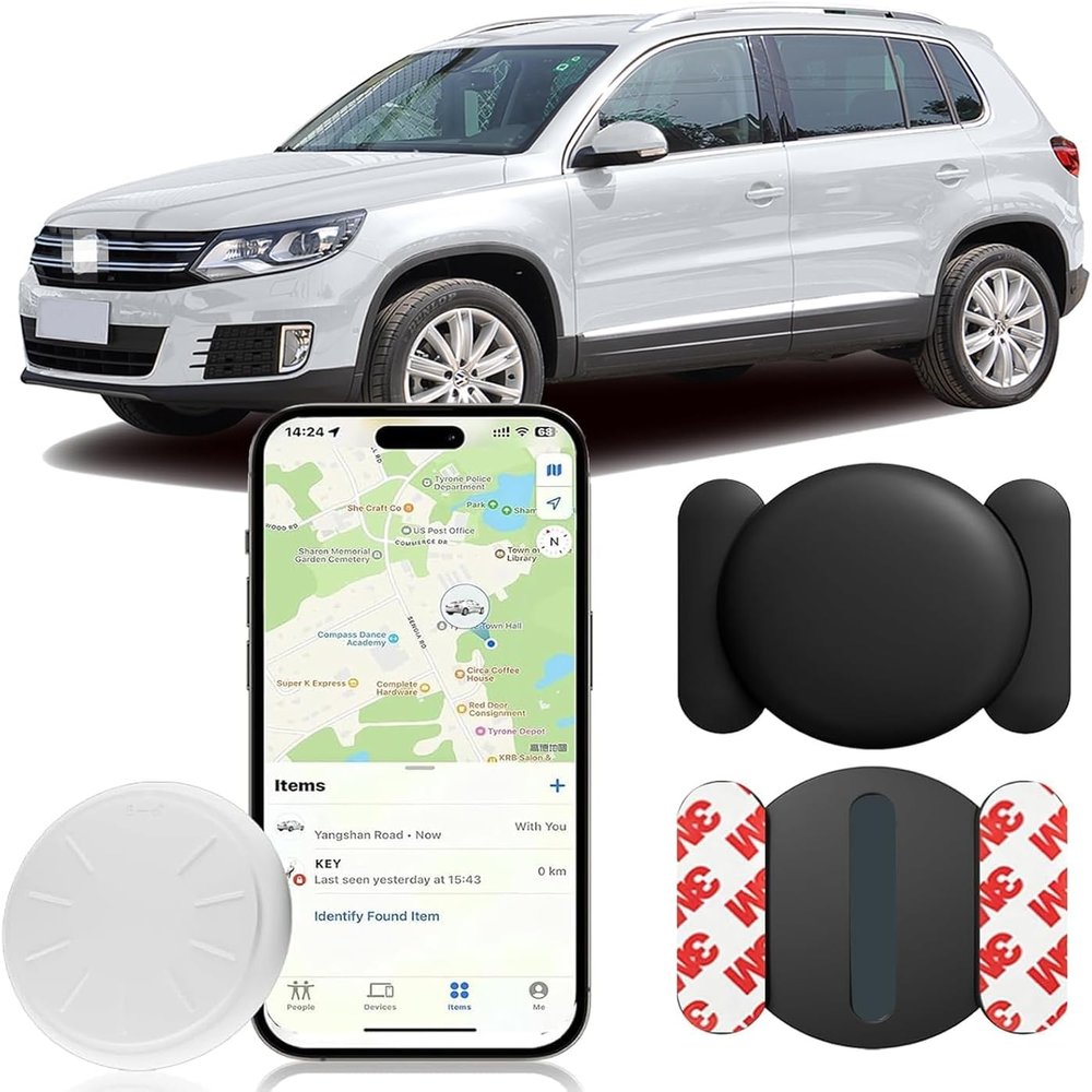 GPS Tracking Devices,Car Tracker Device for Vehicles Work with Find My (iOS Only),Car Tracker Device Hidden with Magnetic Case,No Monthly Fee GPS Tracker for Vehicles-Black,1PCS