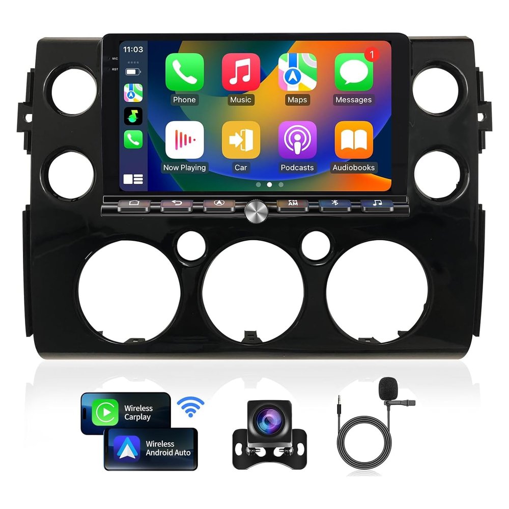 Car Radio Stereo for Toyota FJ Cruiser 2006-2020 Replacement Carplay Android Auto GPS Navigation Tesla Style with DSP in Dash Headunit Multimedia Player Backup Camera 64G