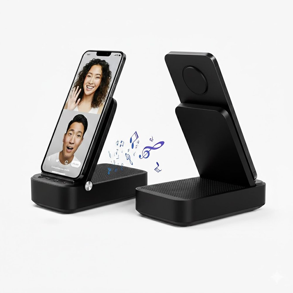 Birthday Gifts for Men,Phone Stand with Wireless Bluetooth Speaker for Home Outdoors,HD Surround Sound Speaker Anti-Slip Base with iPhone/Samsung/iPad for Men Boyfriend2 PCS
