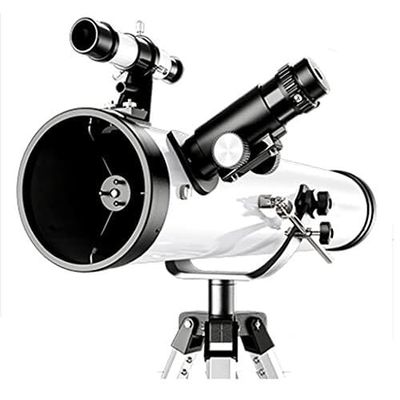 114mm Portable Astronomy Telescope for Kids & Beginners, Easy to Mount, 700mm Focal Length, Ideal for Stargazing & Moon Viewing (White,Round)