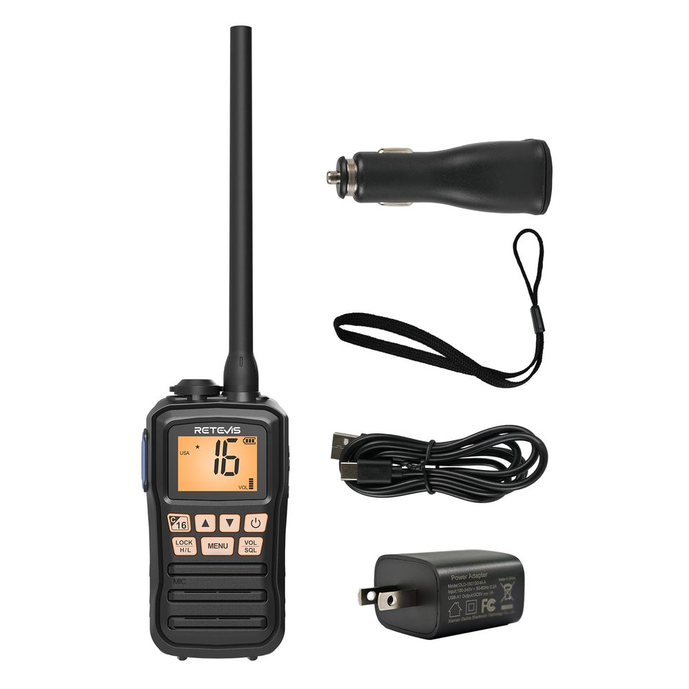 Retevis RM01P Marine Radio, RM01 Enhanced, IP67 Floating VHF Radio Handheld, 1750mAh, USB-C, NOAA, 88 Global Channels, Portable VHF Radio Marine, for Coastal Fishing Kayaking Angler (1 Pack)