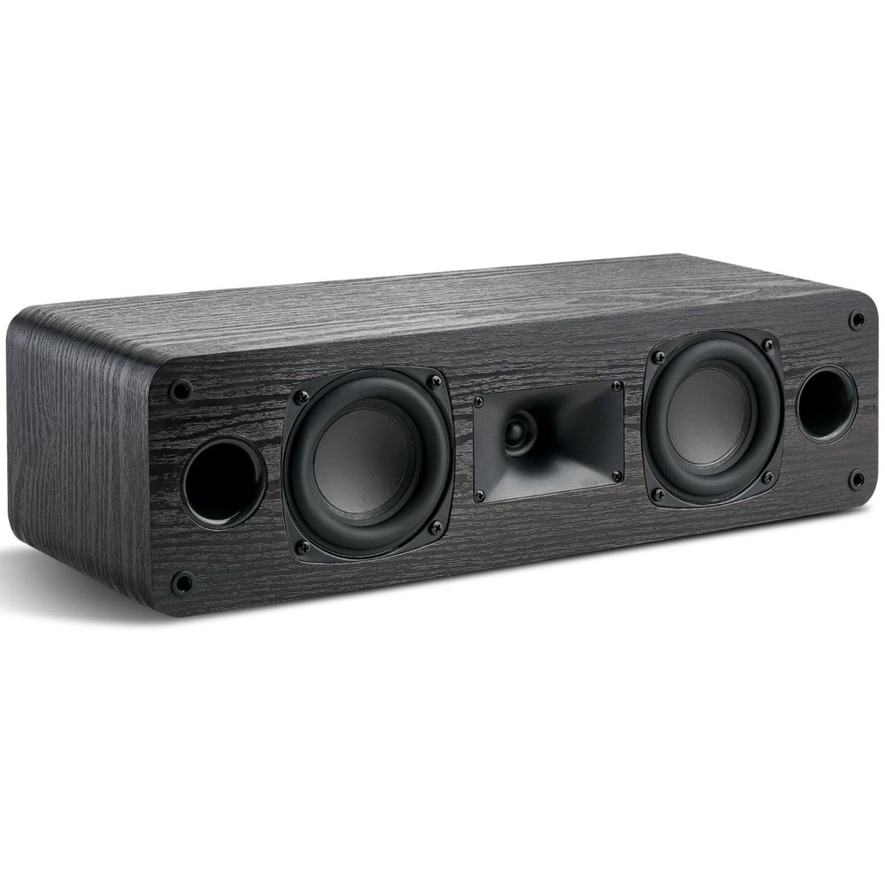 Saiyin Slim Center Channel Speaker,for Desktop Stereo or Home Theater Surround Sound, Dual 3.5" Woofer,Requires a Separate Amplifier or Receiver, Wall Mountable, Single,17 Inch