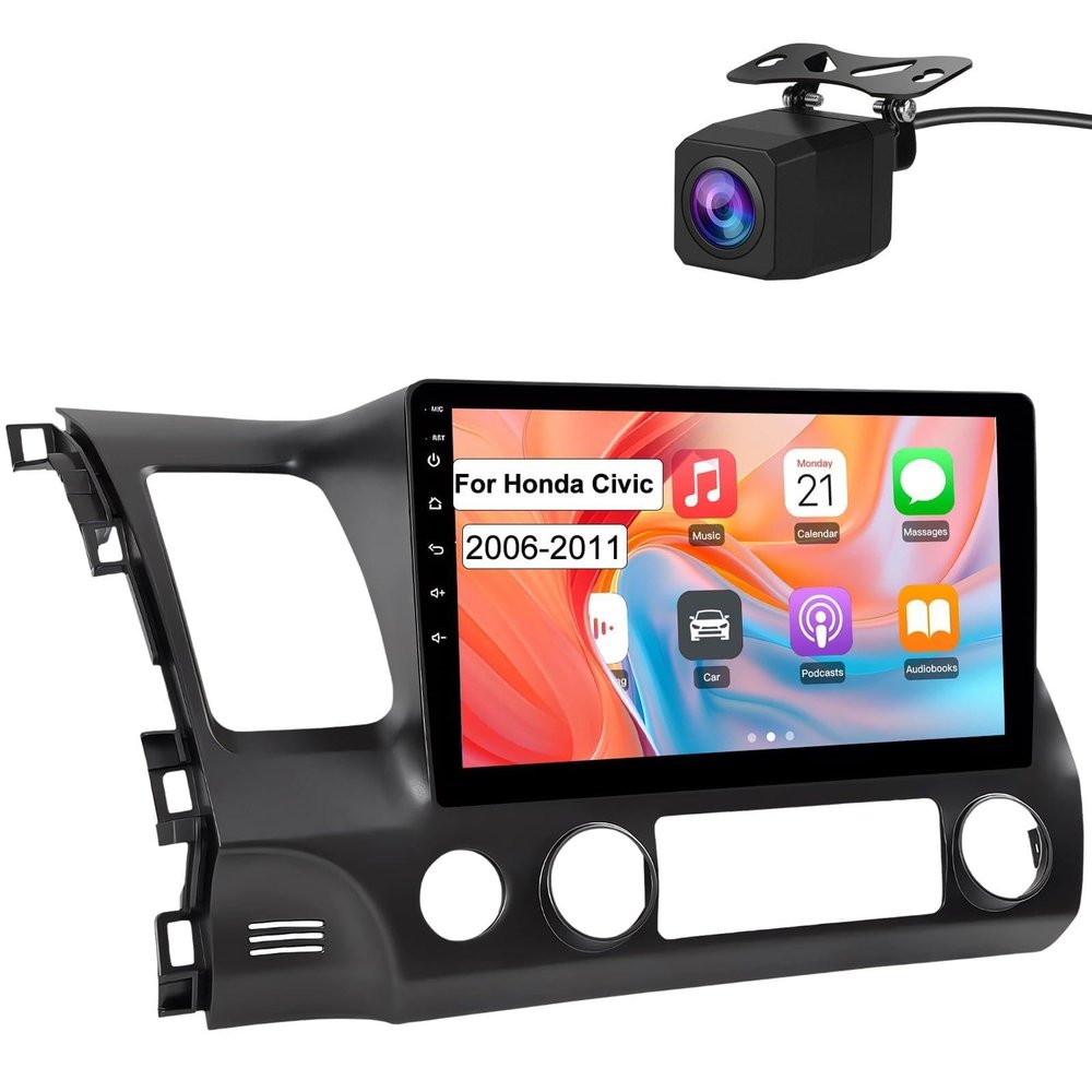 Solvitek Car Radio for Honda Civic 2006-2011, Android 13 10.1 inch Stereo with Wireless CarPlay Android Auto FM AM RDS BT GPS SWC Back-up Camera