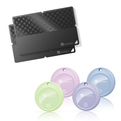 Limited-Time Offer BFADEHA Wallet Tracking Card 2P Black&Tracker Tags 4P, Work with Apple Find My(iOS Only), Item Finder for Wallet, Keys, Bags, Pets, Luggage, Passport Case, etc