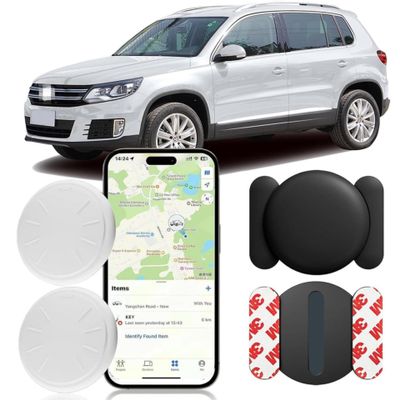 GPS Tracking Device for Cars,Work with Apple Find My (iOS Only),GPS Tracker Device for Vehicles with Magnetic Waterproof Case-Black,2PCS
