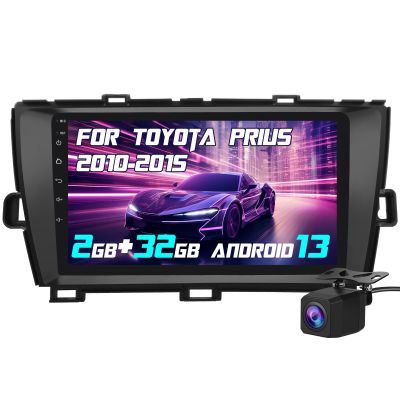 Solvitek 9 inch Car Radio Wireless CarPlay Android Auto for Toyota Prius 2010-2015, Android 13 Stereo with FM BT GPS SWC Backup Camera (2GB RAM+32GB ROM)