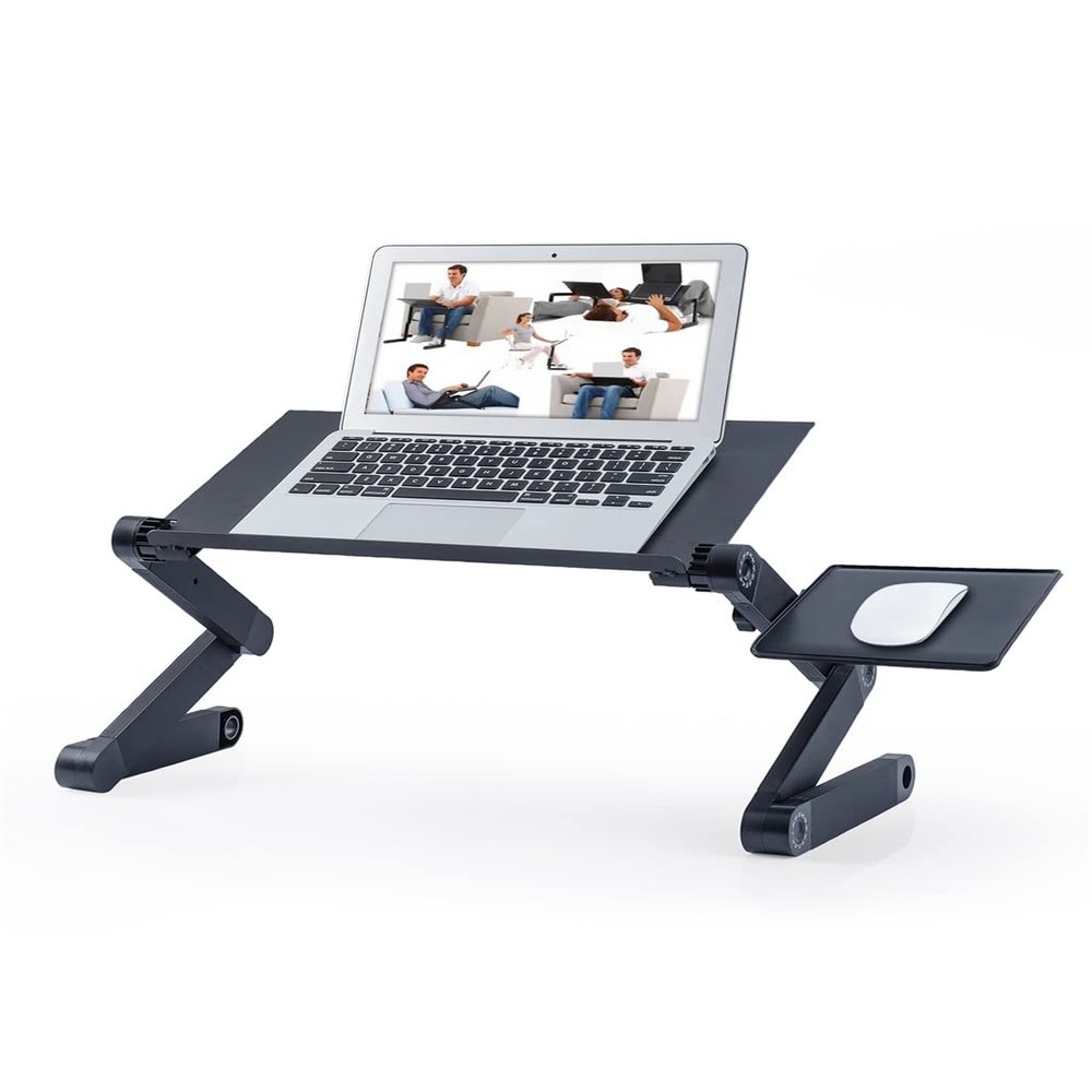Adjustable Aluminum Laptop Desk for Bed Table Portable Notebook Stand Tray Sofa Bed (Color : Blue) (D)