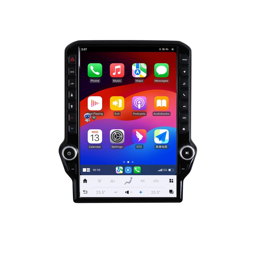 SNATEEN 14.5Inch Qualcomm Android Car Radio for Dodge RAM 1500 2500 3500 2012-2018 Trucks Stereo Upgrade Tesla Style Head Unit Multimedia IPS Touch Screen Android Auto Player GPS Navigation (8-256GB)