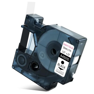 Esaytool 80 X Compatible with Dymo D1 Label Tape 45010 A45010 45010S 45110 S0720500 Black on Clear 12mm 1/2 inch x 23 Feet Replacement for Dymo Label Maker LabelManager 160 420P 210D 280 360D PnP