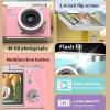 4K Foldable Screen Student Camera, Include Charging Cable, Manual, Card Reader, Memory Card, Hanging Rope with 32g Card+Card Reader+Converter (Brown - Flip Screen) view 4