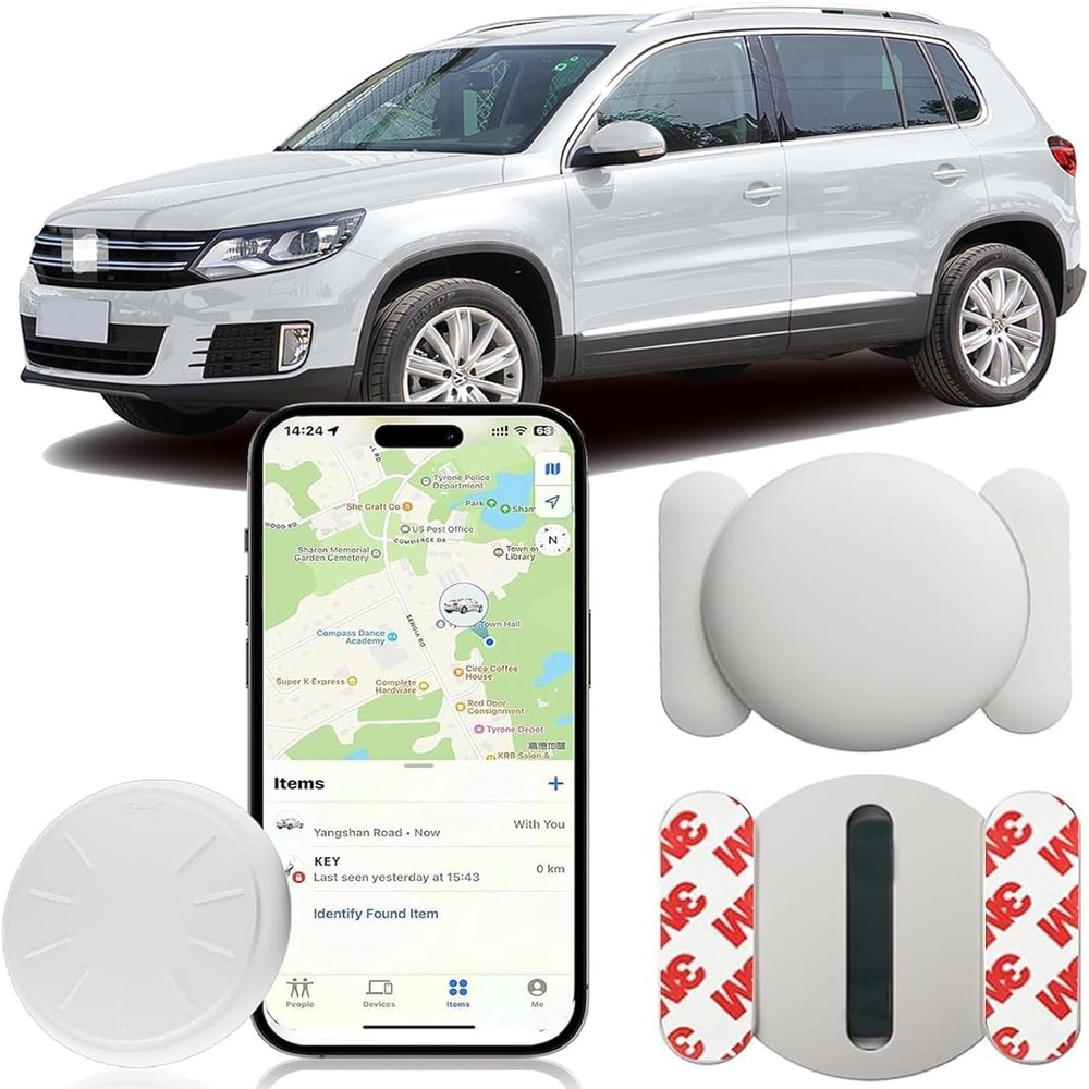 GPS Tracker for Vehicles,Car Tracker Work with Apple Find My(iOS Only),Item Finder Wordwide Positioning Unlimited Distance for Car,Kids,Luggage,Real Time Car Tracker with Magnetic Case (White,1PCS)