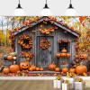 15 x 10 ft Fall Photography Backdrop Autumn Harvest Pumpkin Barn Farm Photography Backdrops Door Party Decorations Fall Festival Birthday Banner Photo Studio Props view 1