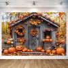 15 x 10 ft Fall Photography Backdrop Autumn Harvest Pumpkin Barn Farm Photography Backdrops Door Party Decorations Fall Festival Birthday Banner Photo Studio Props view 3