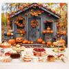 15 x 10 ft Fall Photography Backdrop Autumn Harvest Pumpkin Barn Farm Photography Backdrops Door Party Decorations Fall Festival Birthday Banner Photo Studio Props view 4