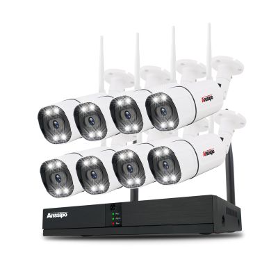 8 Channel Security Camera System Wireless with Two-Way Audio/AI Face/Motion Detection/Color Night Vision, 8X 3MP WiFi Surveillance Cameras Indoor Outdoor, H.265+ 8CH WiFi NVR, NO Hard Drive