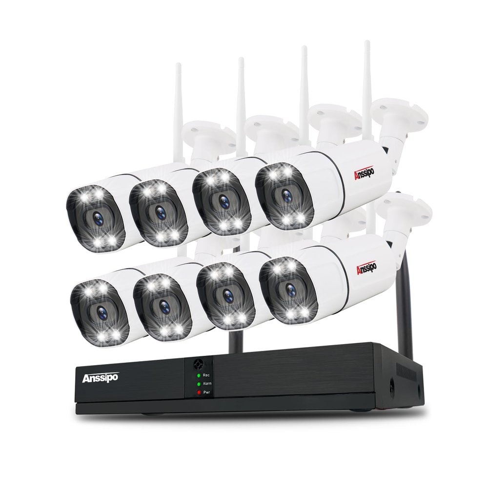 8 Channel Security Camera System Wireless with Two-Way Audio/AI Face/Motion Detection/Color Night Vision, 8X 3MP WiFi Surveillance Cameras Indoor Outdoor, H.265+ 8CH WiFi NVR, NO Hard Drive