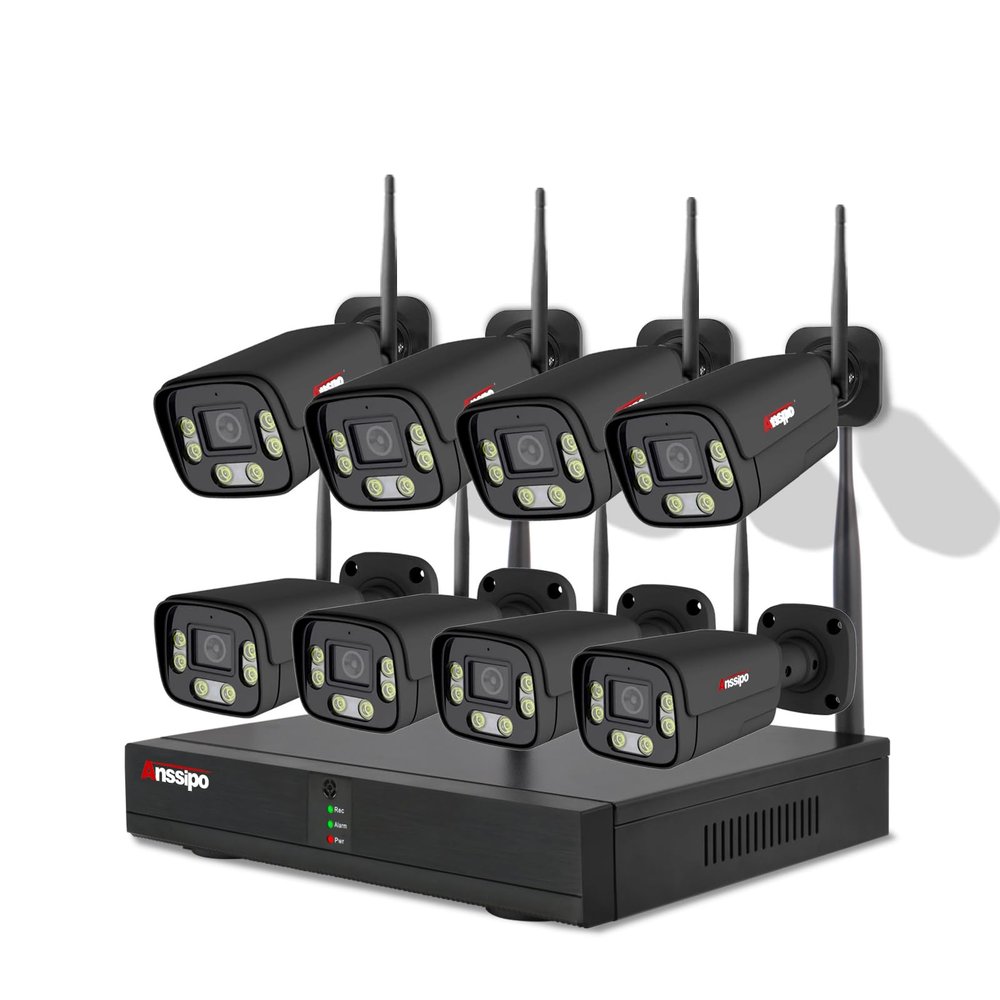 8 Channel WiFi Security Camera System, 8X 3MP Plug-in Wired Outdoor Indoor Cameras, H.265 NVR Camera System with 2-Way Audio, Face/Motion Detection, Color Night Vision, Dual Alarms, Smart Playback