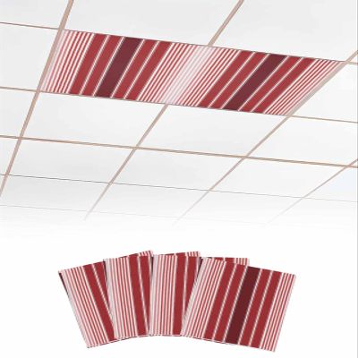 4 PCS Fluorescent Light Covers - Abstract Red Gradient Stripe Magnetic Light Filters for Ceiling Light,Modern Geometric Stripe Light Shade Panel for Office Classroom Home Decor,4 x 2 Feet