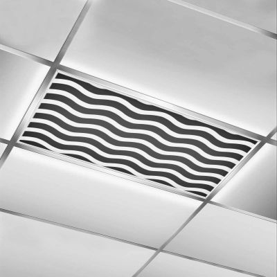 1 PCS Fluorescent Light Covers - Abstract Water Ripple Texture Magnetic Light Filters for Ceiling Light,Black White Stripe Wave Light Shade Panel for Office Classroom Home Decor,4 x 2 Feet