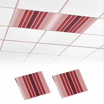 2 PCS Fluorescent Light Covers - Abstract Red Gradient Stripe Magnetic Light Filters for Ceiling Light,Modern Geometric Stripe Light Shade Panel for Office Classroom Home Decor,4 x 2 Feet