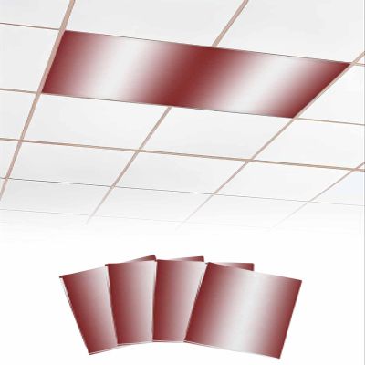 4 PCS Fluorescent Light Covers - Modern Abstract Red Gradient Art Magnetic Light Filters for Ceiling Light,Farm Color Stripe Texture Light Shade Panel for Office Classroom Home Decor,4 x 2 Feet