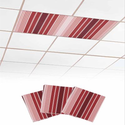 3 PCS Fluorescent Light Covers - Abstract Red Gradient Stripe Magnetic Light Filters for Ceiling Light,Modern Geometric Stripe Light Shade Panel for Office Classroom Home Decor,4 x 2 Feet