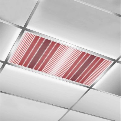1 PCS Fluorescent Light Covers - Abstract Red Gradient Stripe Magnetic Light Filters for Ceiling Light,Modern Geometric Stripe Light Shade Panel for Office Classroom Home Decor,4 x 2 Feet