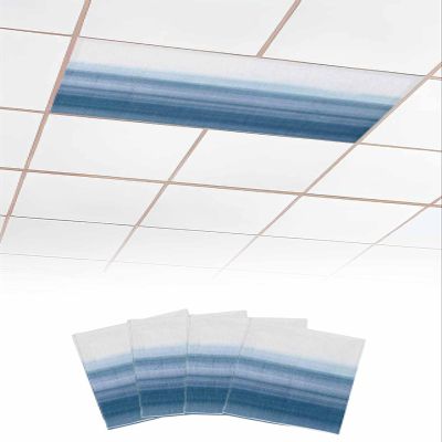 4 PCS Fluorescent Light Covers - Abstract Haze Blue Gradient Magnetic Light Filters for Ceiling Light,Modern Minimalist Art Linen Light Shade Panel for Office Classroom Home Decor,4 x 2 Feet
