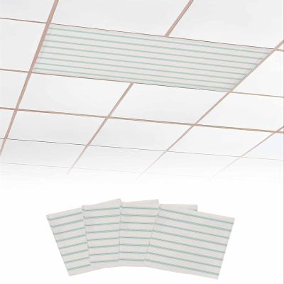 4 PCS Fluorescent Light Covers - Abstract Teal Stripe Geometric Art Magnetic Light Filters for Ceiling Light,Modern Pinstripes on Beige Light Shade Panel for Office Classroom Home Decor,4 x 2 Feet