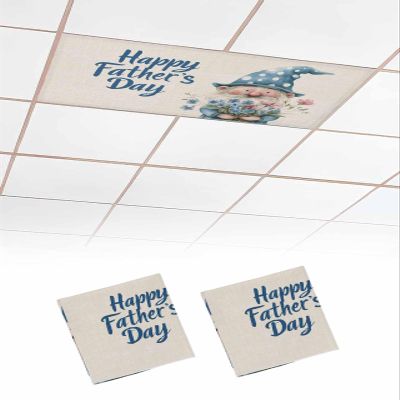 2 PCS Fluorescent Light Covers - Happy Father's Day Gnome Flower Magnetic Light Filters for Ceiling Light,Watercolor Floral on Flax Light Shade Panel for Office Classroom Home Decor,4 x 2 Feet