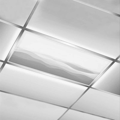 1 PCS Fluorescent Light Covers - Abstract Minimalist Gray Ombre Magnetic Light Filters for Ceiling Light,Modern Geometric Wave Stripe Light Shade Panel for Office Classroom Home Decor,4 x 2 Feet