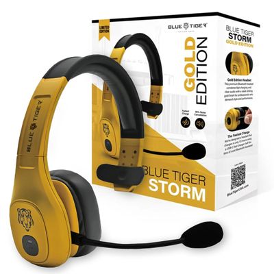 Blue Tiger Storm Gold- Wireless Trucker Bluetooth Headset with Mic