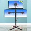 ERoomQ TV Stand Floor Triple Monitor Mount for 14-27 Inch TVs, Heavy-Duty Fully Adjustable Arms with Max 100x100mm, Holds 3 Screens view 2