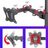ERoomQ TV Stand Floor Triple Monitor Mount for 14-27 Inch TVs, Heavy-Duty Fully Adjustable Arms with Max 100x100mm, Holds 3 Screens view 3