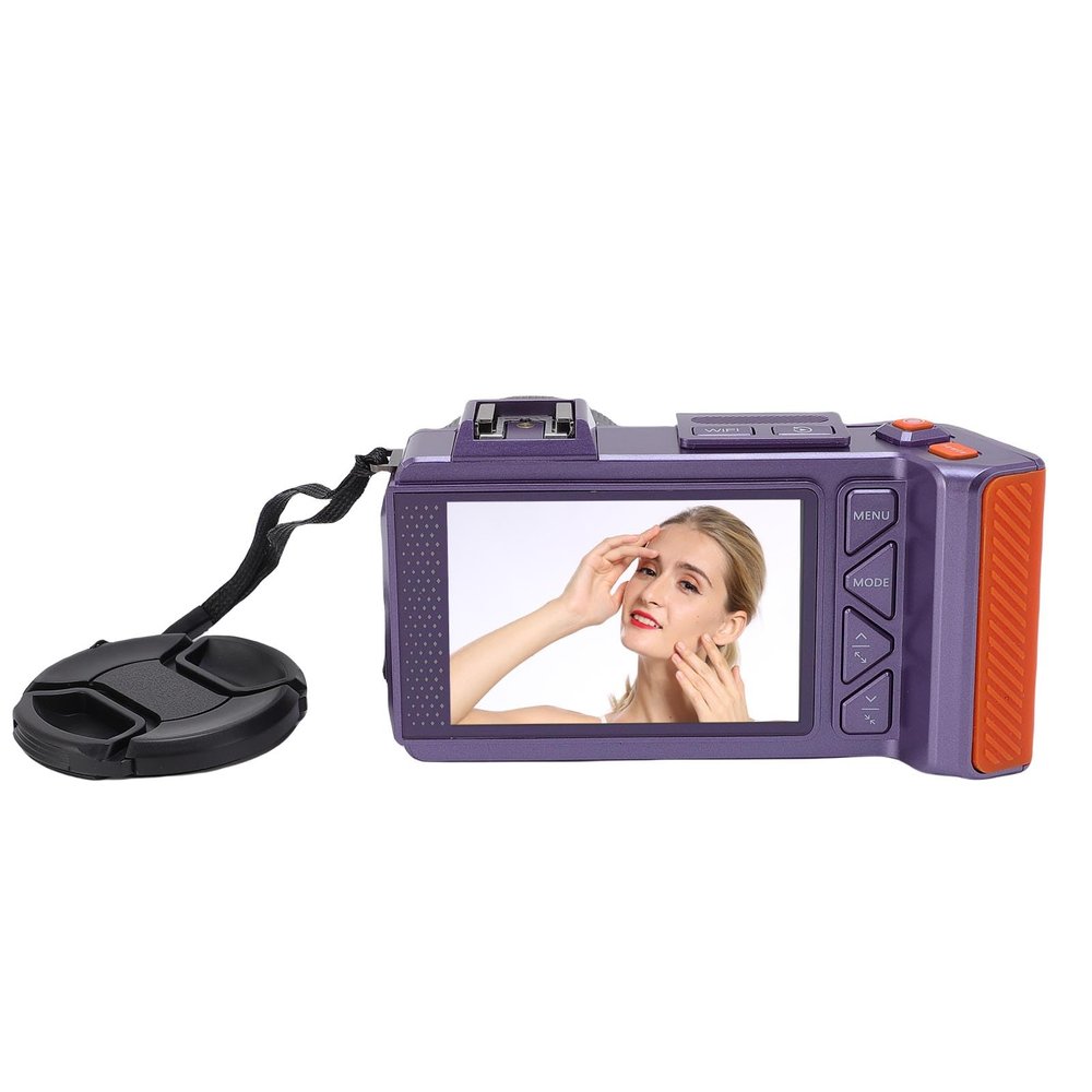 Camcorder Video Camera, 4K 70MP 50X Digital Zoom Auto Focus F1.8 DSLR Vlogging Camera, WiFi, 2 Screen Front Back, Hot Shoe, Support up to 512GB (Violet)