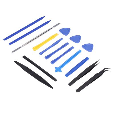 16Pcs Repair Set Electronics Repair Tool Kit, 16Pcs Set for Mobile Phone Pry Tool with Metal and Plastic Spudgers, Tweezers, Triangular Opening