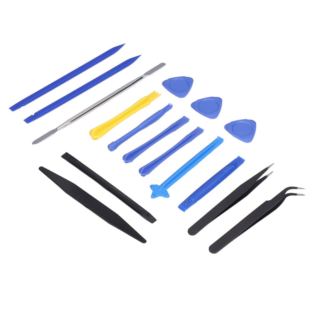 16Pcs Repair Set Electronics Repair Tool Kit, 16Pcs Set for Mobile Phone Pry Tool with Metal and Plastic Spudgers, Tweezers, Triangular Opening
