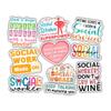 10pcs Funny Social Worker Sticker Sheet, Appreciation Gift for Women, Mental Health Office Decor, Case Manager Vinyl Decals, Therapist Supplies for Laptop, Water Bottle, Waterproof, UV-Resistant view 1