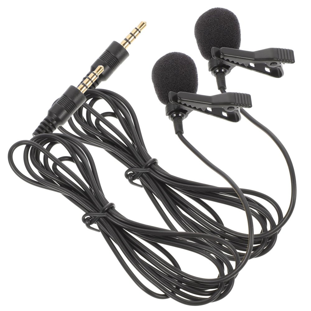 KAILIKETIY 2pcs Lavalier Microphone 3.5mm Clip-on Mic for Video Recording Interviews and Live Streaming High Sensitivity Easy Attachment for Computer and Camera