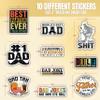 10pcs Dad Sticker Sheet, Funny and Heartwarming Vinyl Decals for Fathers, Dads, Father's Day, Waterproof, UV-Resistant, for Laptop, Water Bottle, Journal, Notebook, Toolbox, Phone Case view 2