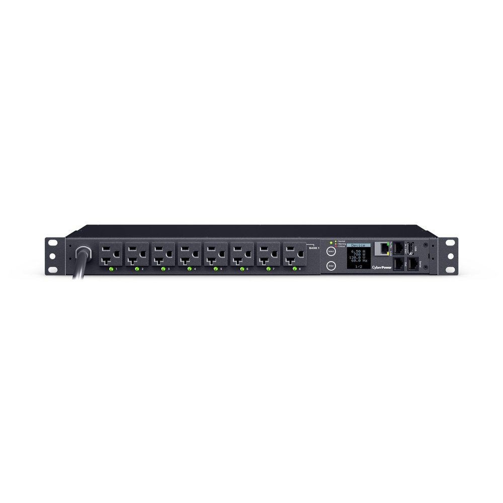 CyberPower PDU41023 Switched PDU, 100-120V, 30A (Derated to 24A), 16 Outlets, 1U Rackmount, 12 Foot Power Cord