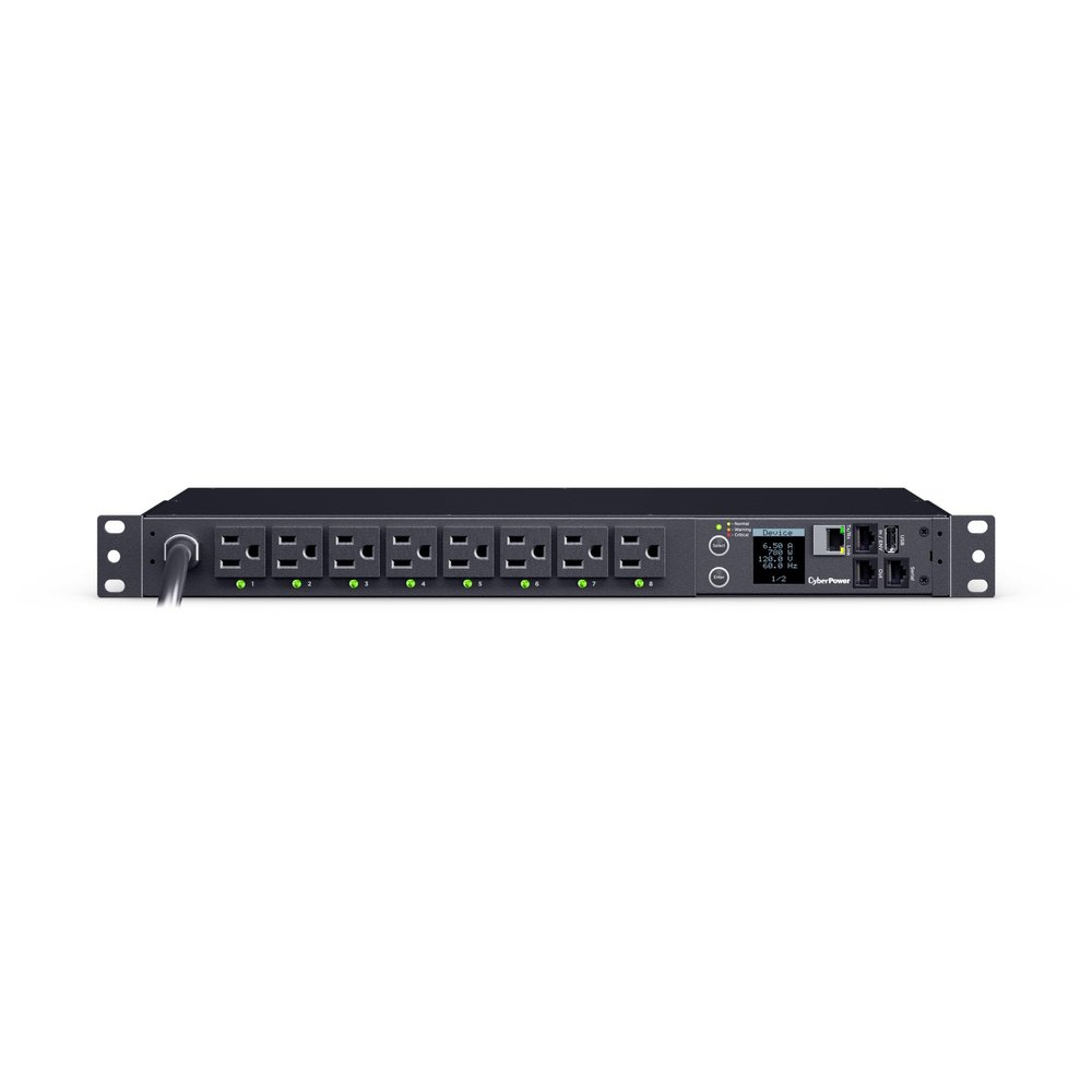 CyberPower PDU41021 Switched PDU, 100-120V, 15A (Derated to 12A), 16 Outlets, 1U Rackmount, 12 Foot Power Cord