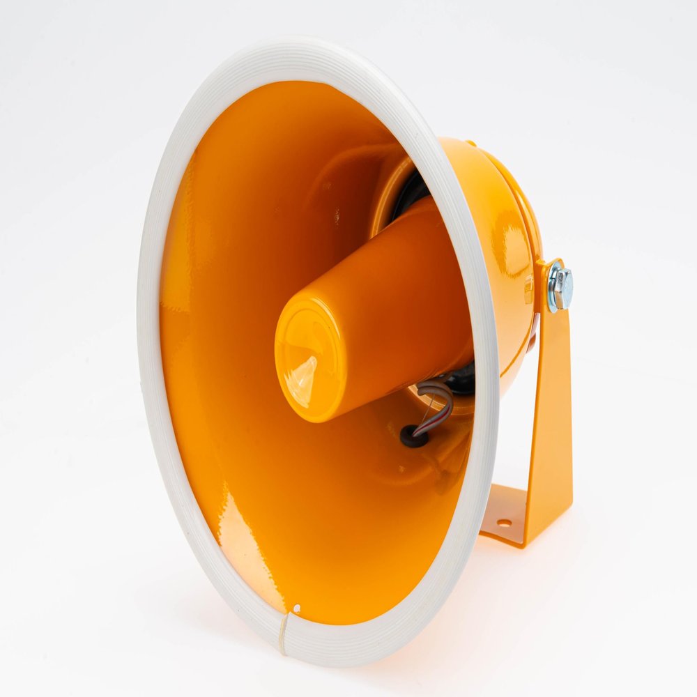 REI 220031PA 8" Exterior PA Horn Speaker (School Bus Yellow) | 4 Ohm High Output (30W) | Weatherproof Metal Housing | Fits Type C & Type D Bus PA Systems