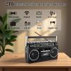Retro Classic 80s Style Portable Boombox with Cassette Player Recorder, AM/FM/SW1/SW2 Radio, Bluetooth, USB/Micro SD Slots, Headphone Jack, 24W Dual Full-Range High Bass Speakers view 2
