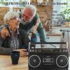 Retro Classic 80s Style Portable Boombox with Cassette Player Recorder, AM/FM/SW1/SW2 Radio, Bluetooth, USB/Micro SD Slots, Headphone Jack, 24W Dual Full-Range High Bass Speakers view 3