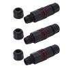 3Pcs Cable Connector 3 Pin Straight Through IP68 Connector LED Outdoor Lights Fountains Plated Brass Silicone Nylon view 4