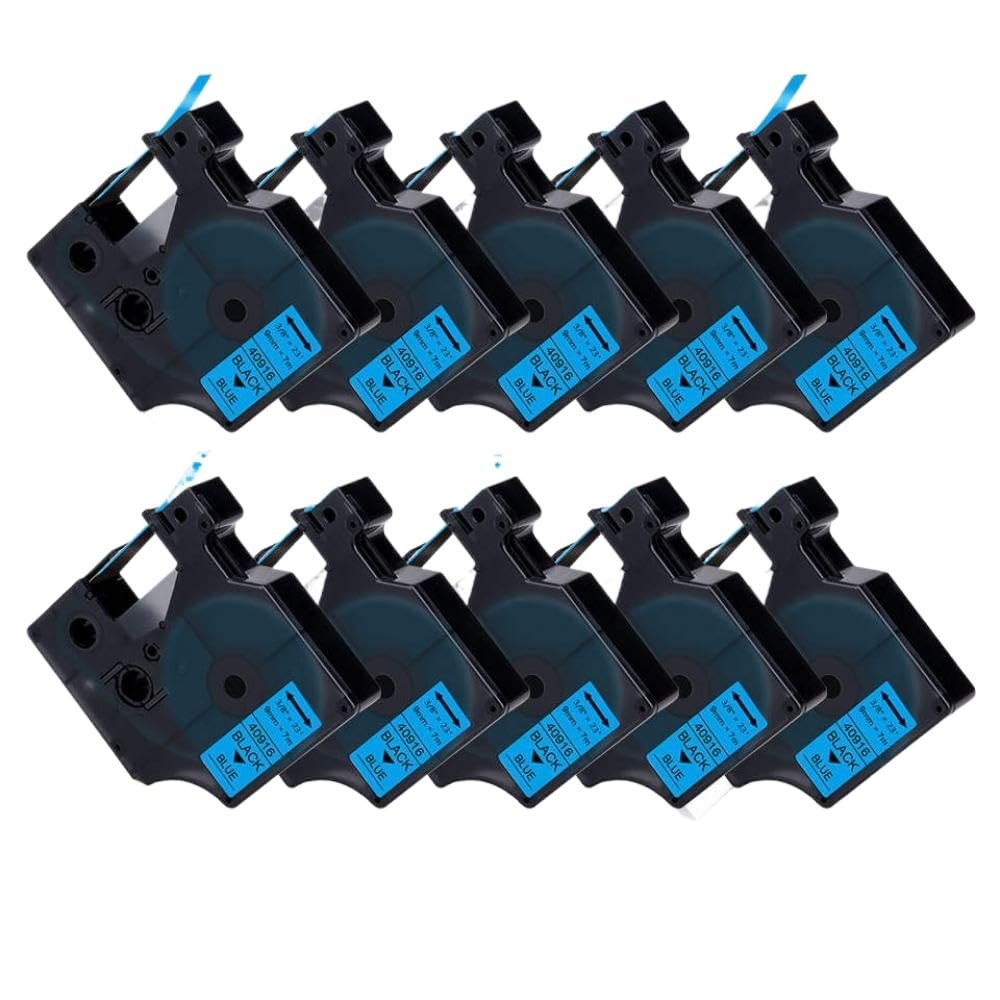 9mm 10PK Tape Compatible with D1 Label Tape Models 40910 40919 for Label Maker LabelManager 160 280(Black on Blue)